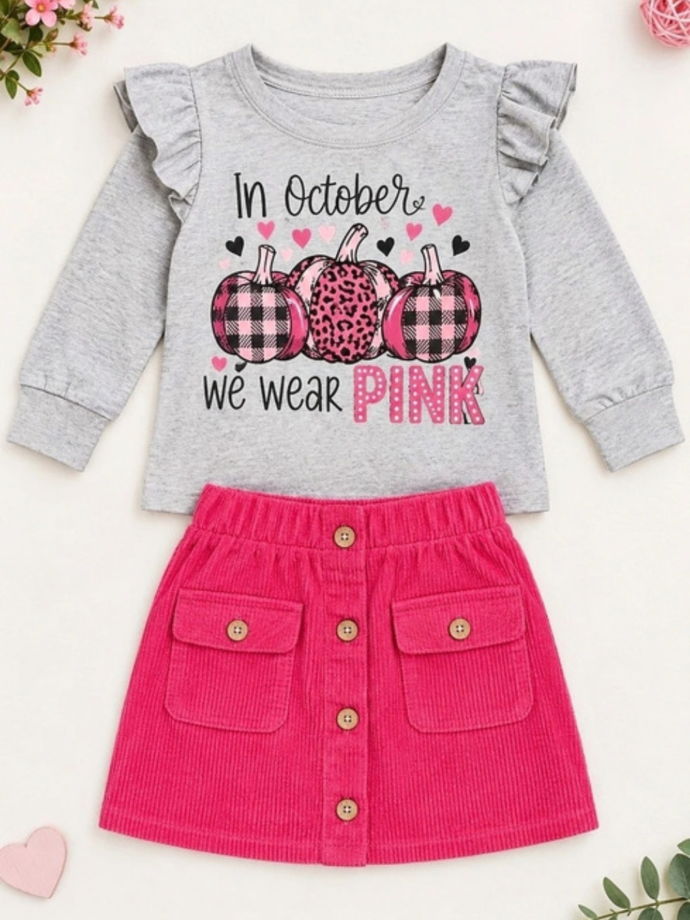 Girls Pink & Gray Matching Set, S-2, NWOT